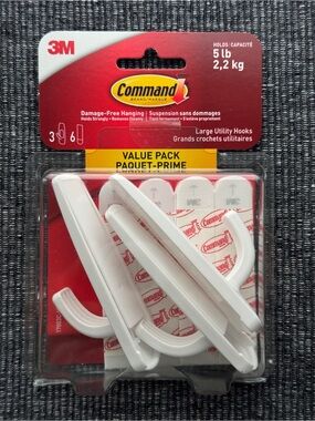 3M Command Large Utility Hooks Value Pack 5lb White Hooks